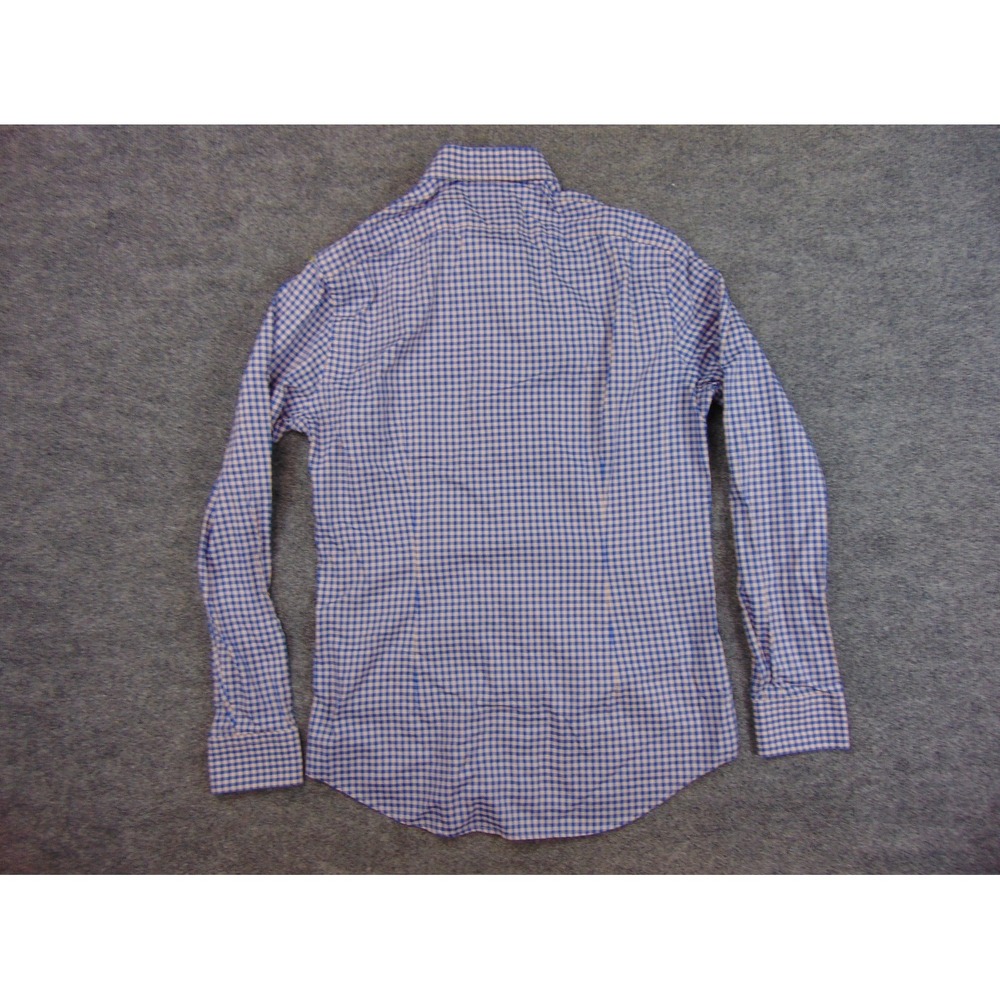Country Road Shirt Mens Med Slim Fit Blue White Gingham Check Italian Fabric - Picture 2 of 7